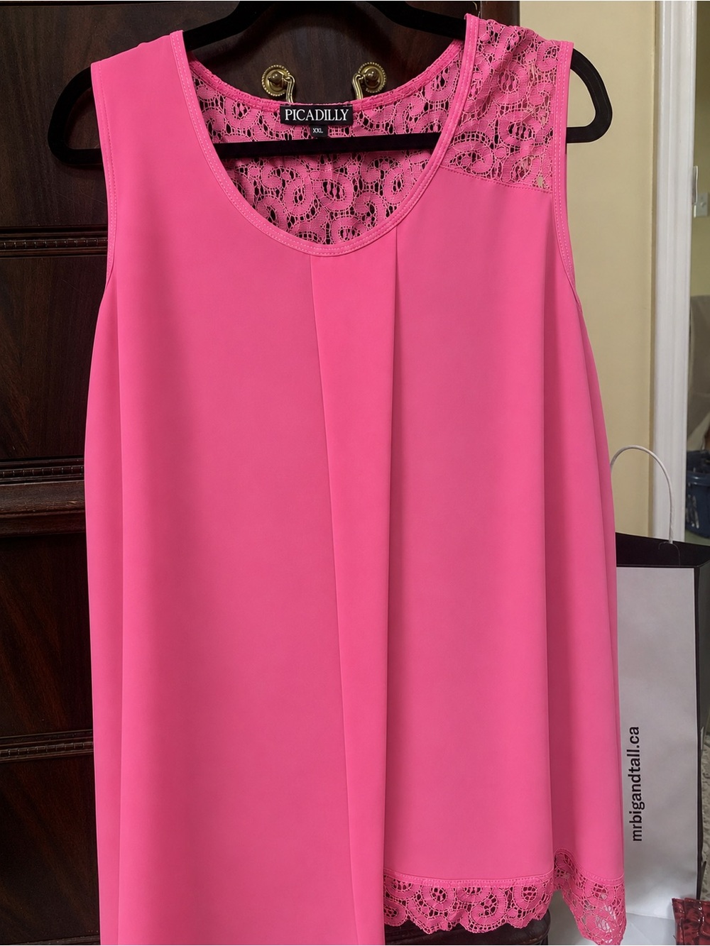 Picadilly Super Stretchy Bright Pink Lace Top